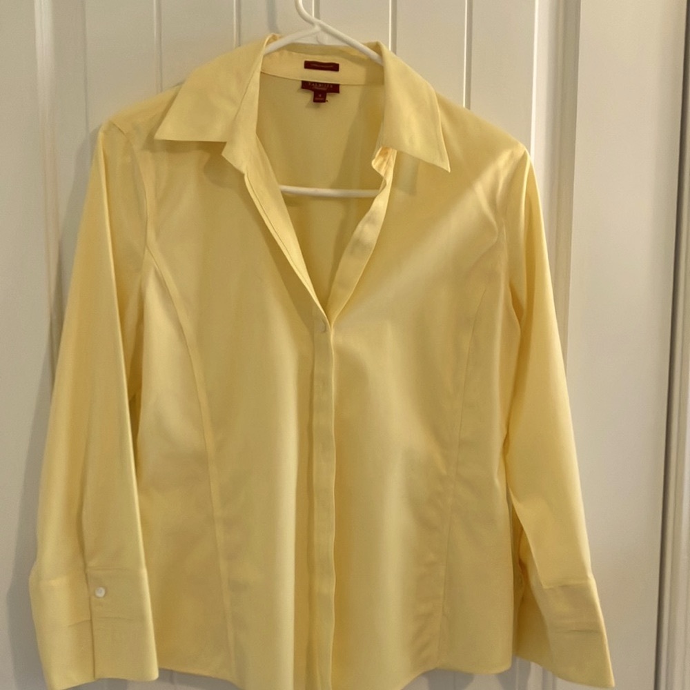 Talbots Beautiful Buttercup Yellow 3/4 Sleeve Collared Blouse. Sz 8.